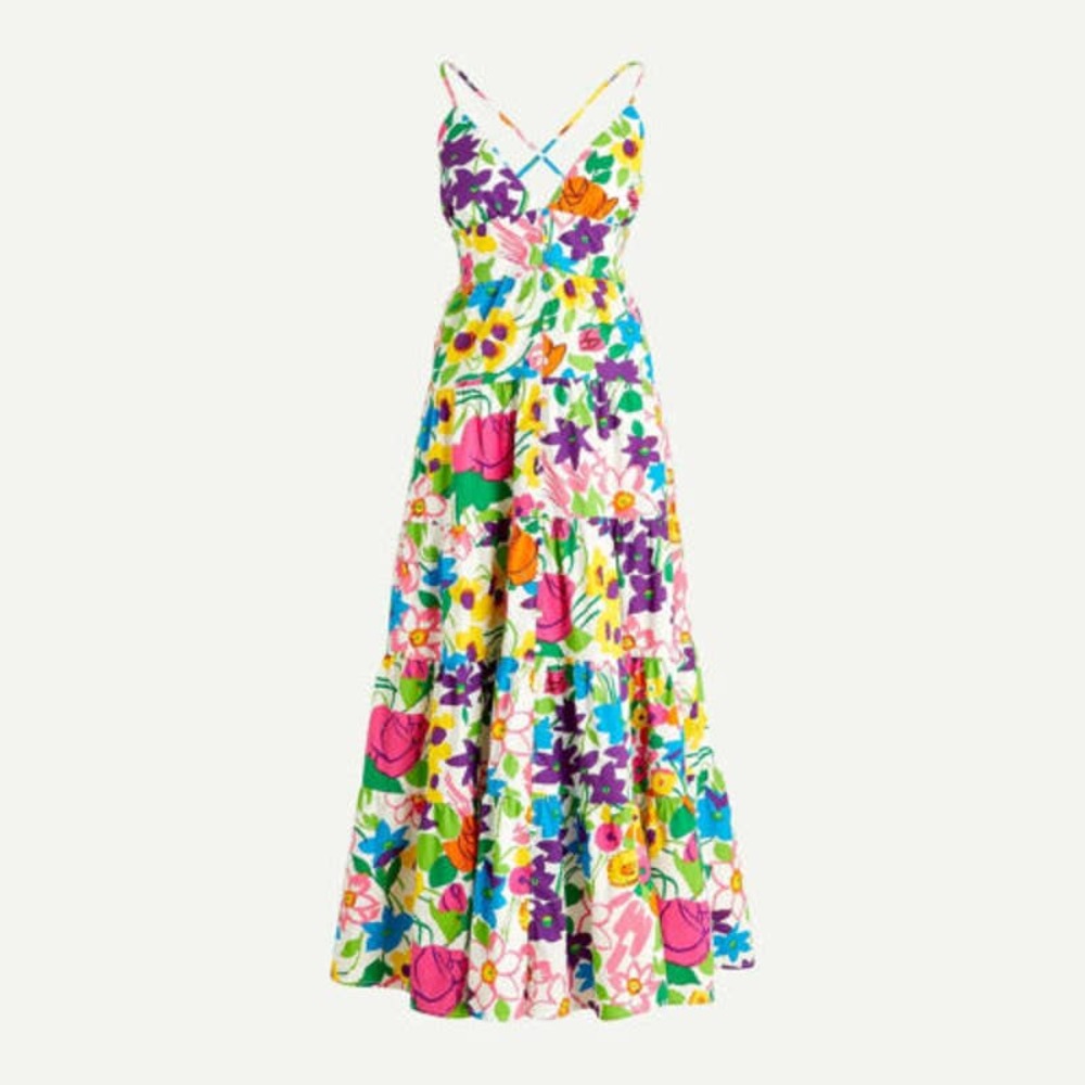 J. Crew Cotton-Poplin Button Up Dress in Vibrant Garden